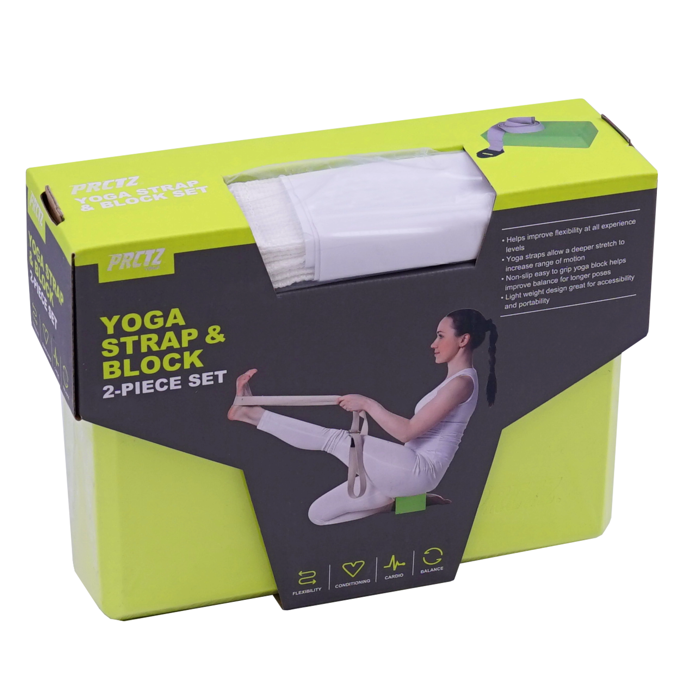 Блок для йоги в комплекте с ремнем PRCTZ YOGA STRAP & BLOCK 2-PIECE SET, набор.  с гарантией