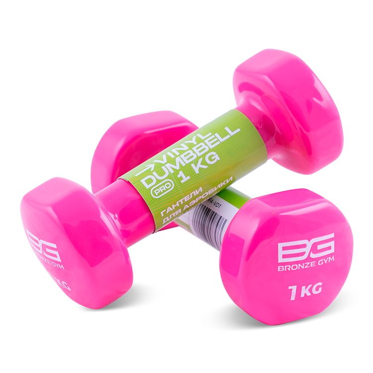 Гантели для аэробик и виниловые BRONZE GYM,1 кг., пара.