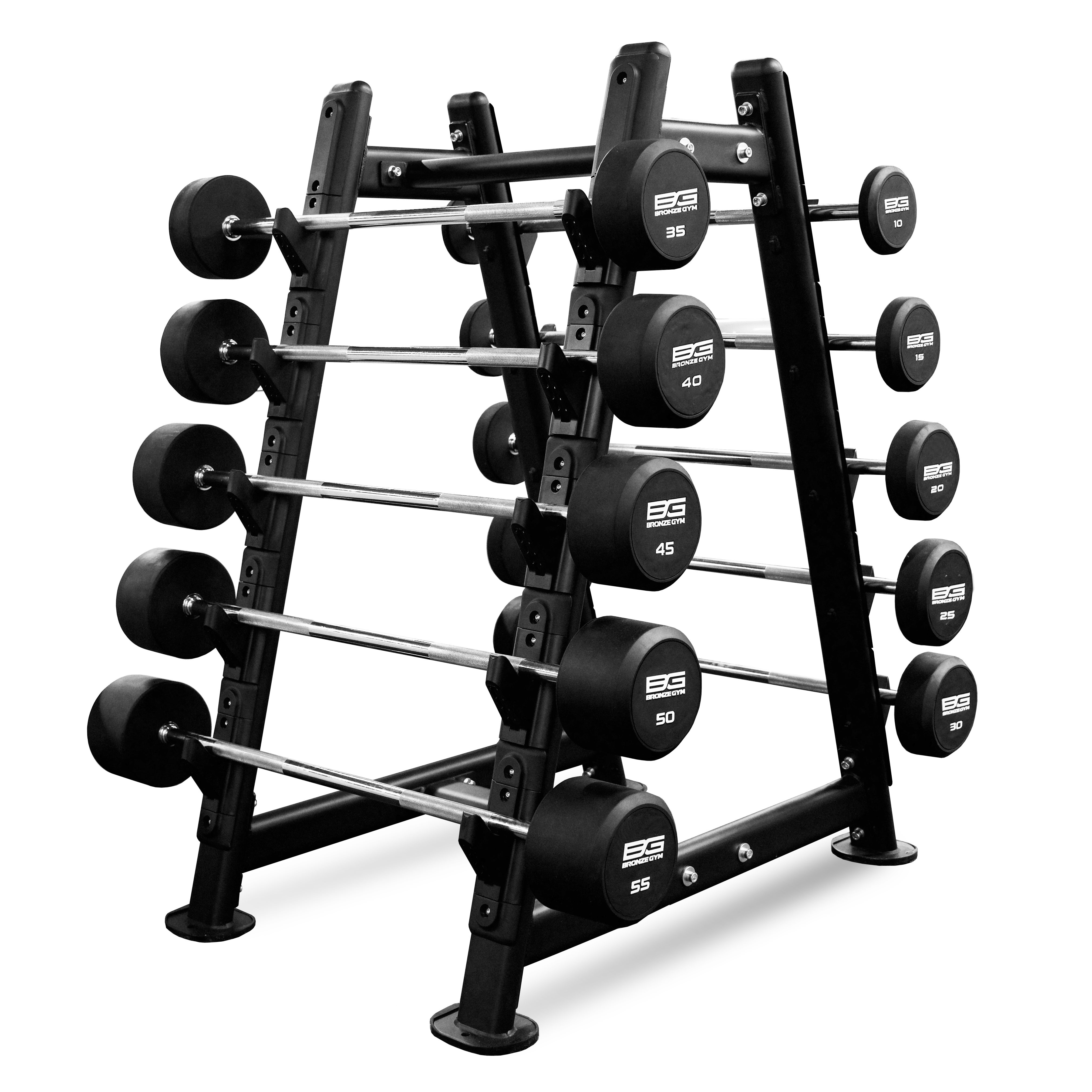Набор обрезиненных штанг BRONZE GYM, 10-55 кг - 10 шт, шаг 5 кг